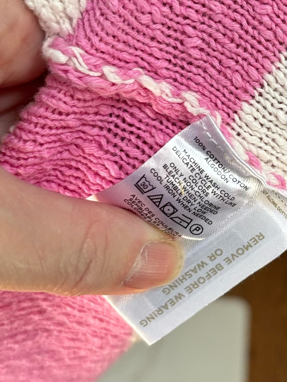🌸2/$40🌸 LOFT Ann Taylor Pink & Cream Striped Button-Front Cardigan, oversized - Picture 5 of 9